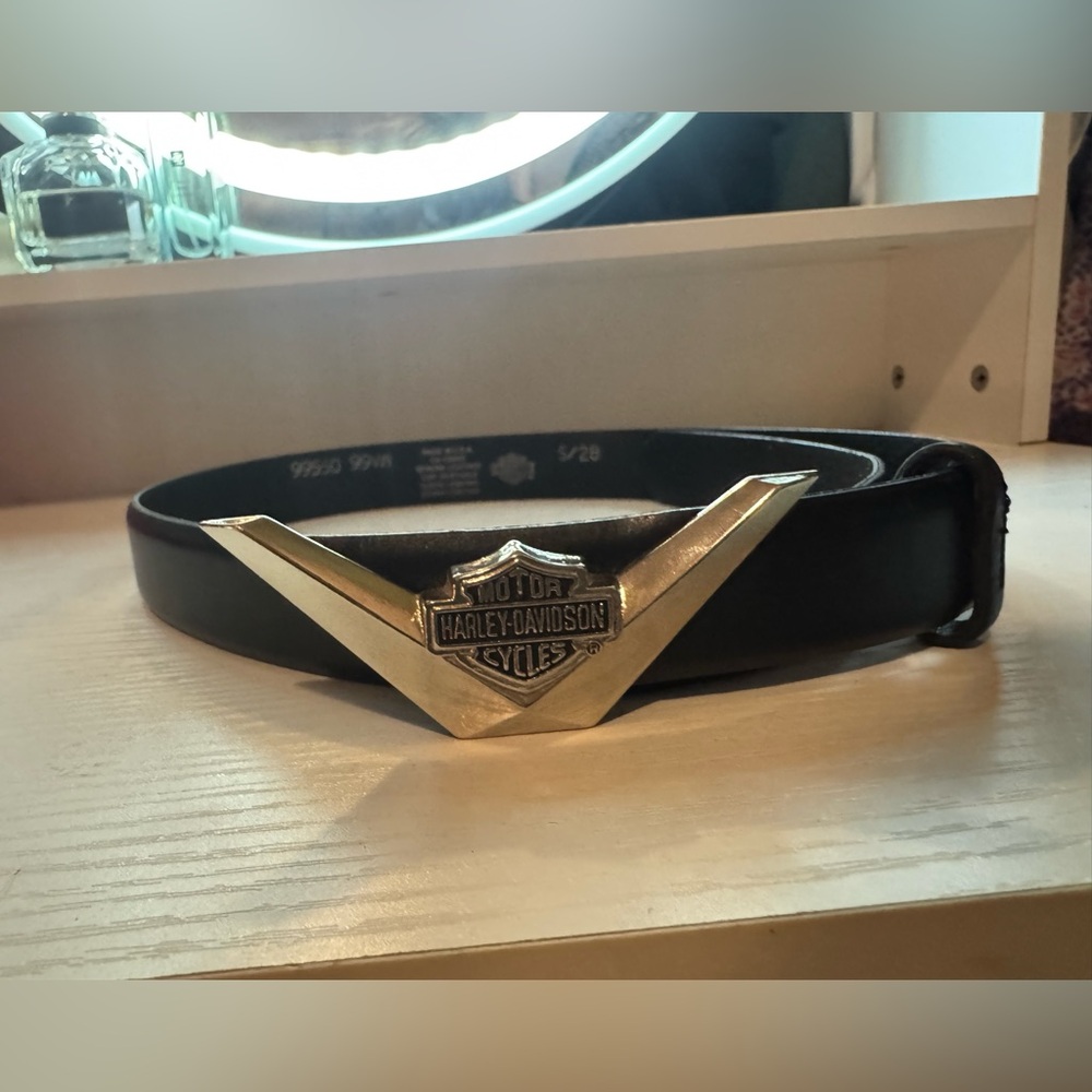 Harley-Davidson Black Leather Belt with Embossed Logo